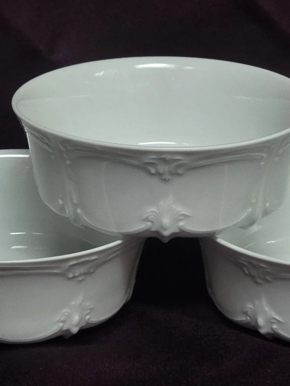 Lot of 3 Hutschenreuther Baronesse White Fruit Cereal Dish